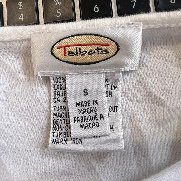 Talbots Women's Round Neck Pullover Sweater Long Sleeve White Pink Size Small - Picture 3 of 5